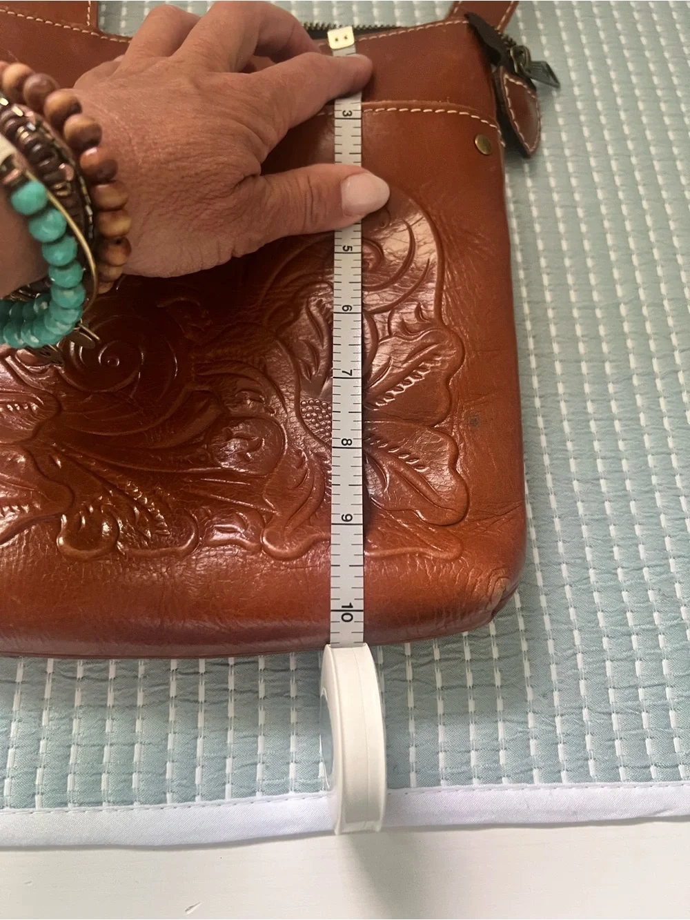 Patricia Nash Tooled Leather Crossbody Bag - Cognac Brown